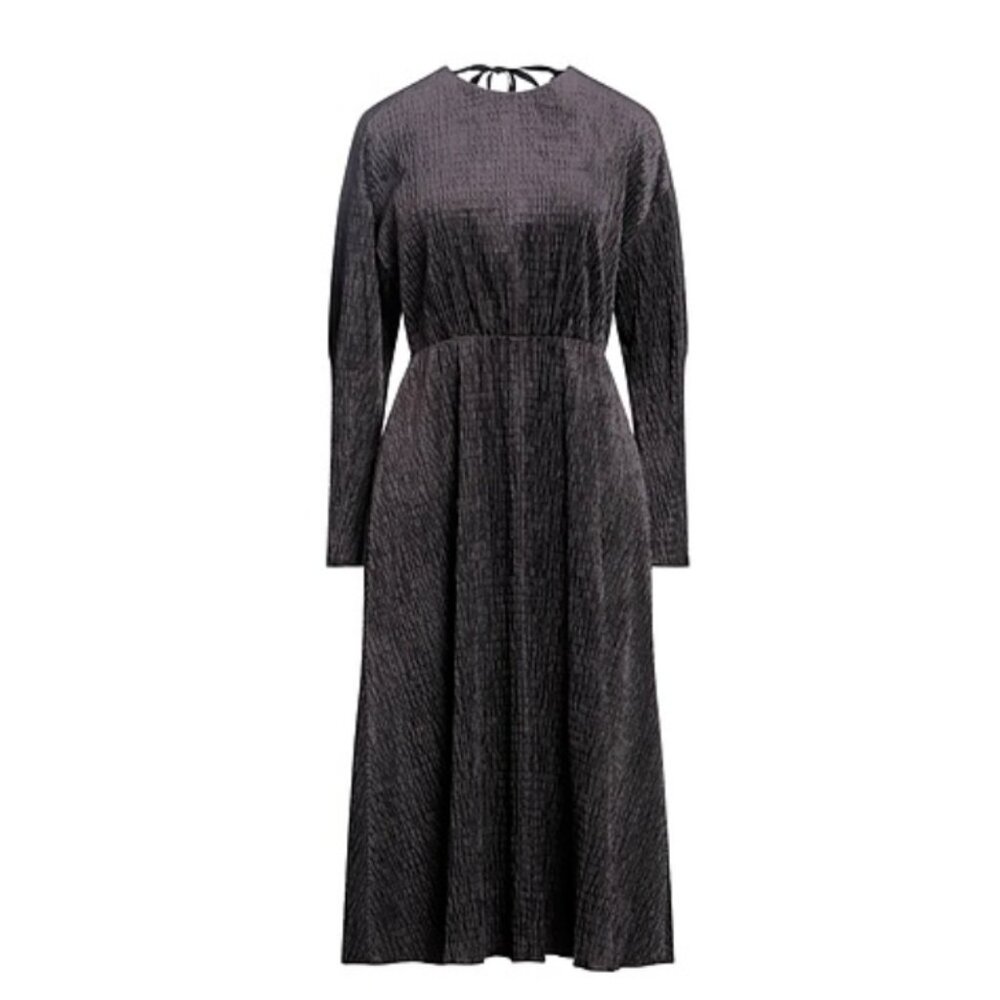 Tela Women's Midi Dress Grey Velvet Size 46/10 Abito Notes NWT